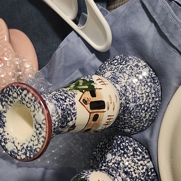 Holiday mountain lodge 8" plates and candle holders - Picture 8 of 9